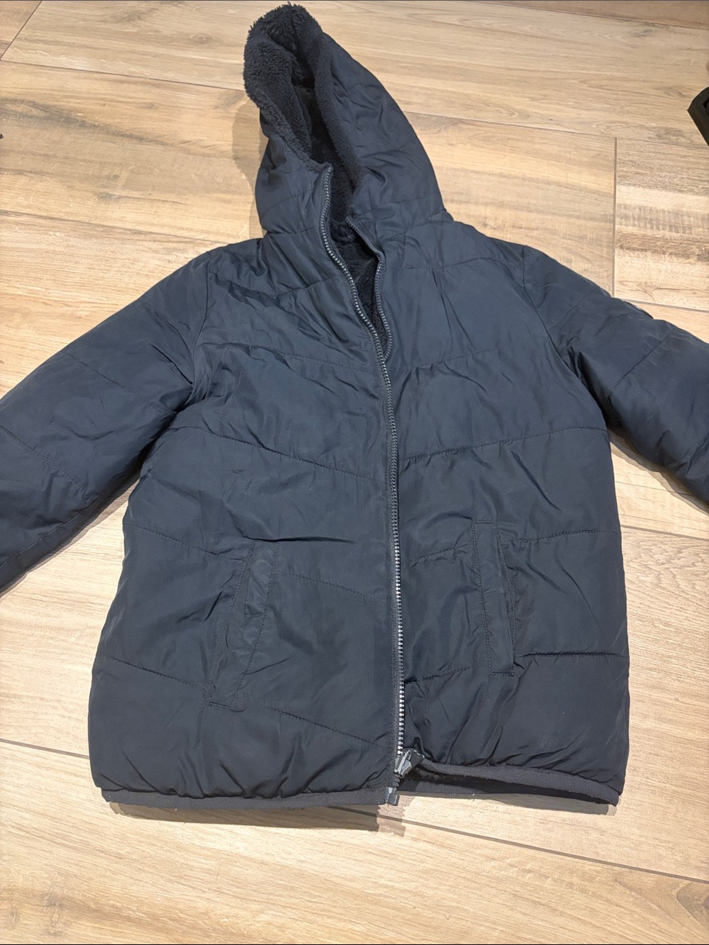 Abercrombie & Fitch Navy Hooded Puffer Jacket navy blue